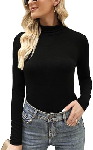 Totatuit Women's Turtleneck Long Sleeve Shirts Lightweight Fall Fashion Basic Thermal Underwear Tops Winter Clothes 2025