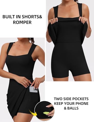 TQD Tennis Dress For Women Athletic Dress With Built In Shorts Tank Golf Active Workout Casaul Dresses