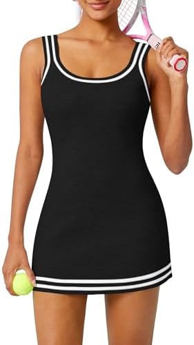 TQD Tennis Dress for Women Athletic Striped Knitted Sweater Tank Mini Active Casual Club Golf Dresses 2025 Trendy