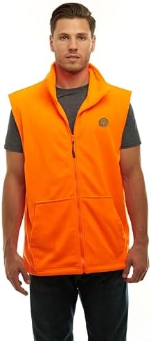 TrailCrest By Treel Men's Fleece Safety Blaze Orange High Visibility Hunting Vest