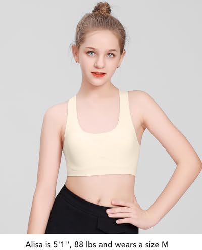 Training Girls Bras For Teens 10-16 Racerback Seamless Design With Removable Soft Padding Bras