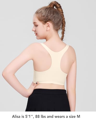 Training Girls Bras For Teens 10-16 Racerback Seamless Design With Removable Soft Padding Bras