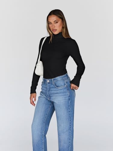Trendy Queen Women's Turtleneck Long Sleeve Shirts Fall Fashion Basic Thermal Underwear Tops Winter Clothes 2025