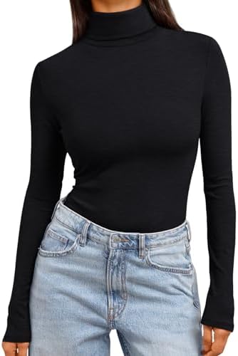 Trendy Queen Women's Turtleneck Long Sleeve Shirts Fall Fashion Basic Thermal Underwear Tops Winter Clothes 2025