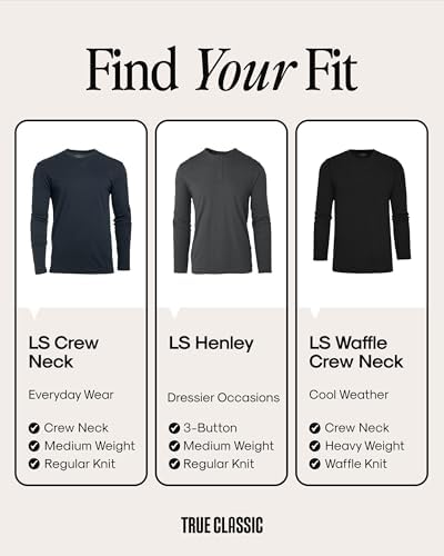 True Classic Long Sleeve Shirts For Men - Mens Long Sleeve Tee-Shirts Henley Shirts For Men And Waffle-Knit Thermal T-Shirts