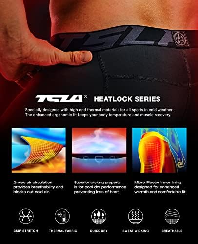 TSLA Men's Athletic Compression Pants Thermal Wintergear Running Tights Sports Leggings