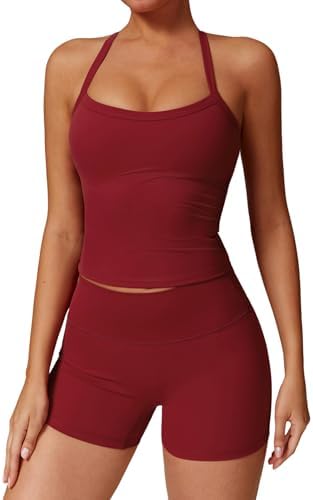 Two Piece Workout Sets For Women Tank Top Matching High Waist Booty Lifting Shorts Gym Yoga Active Wear Outfits