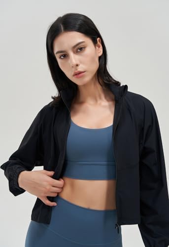 UANEO Womens Athletic Cropped Jacket Zip Up Long Sleeve Workout Tops Gym Yoga Running Sports Shirts Jackets