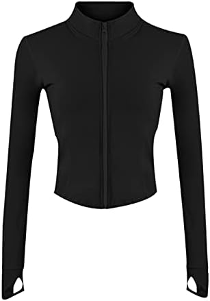 UANEO Workout Tops for Women Cropped Workout Jackets for Women Yoga Athletic Jacket