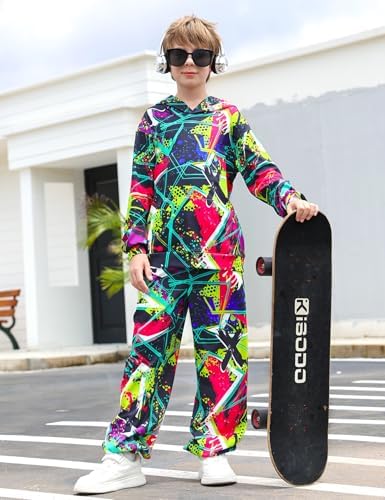 Uideazone 5-14T Boys Hoodie Pant Sets Sweatsuit 3D Print Hooded Sweatshirt Sweatpant Set Kids 2 Piece Outfits Tracksuit