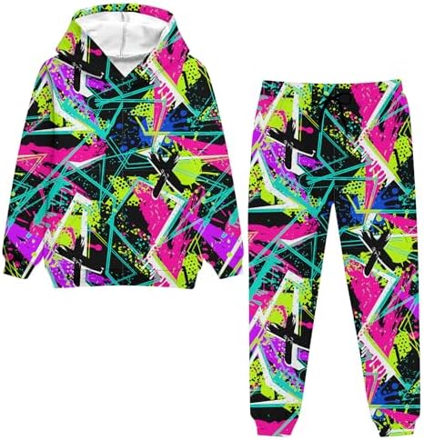 uideazone 5-14T Boys Hoodie Pant Sets Sweatsuit 3D Print Hooded Sweatshirt Sweatpant Set Kids 2 Piece Outfits Tracksuit