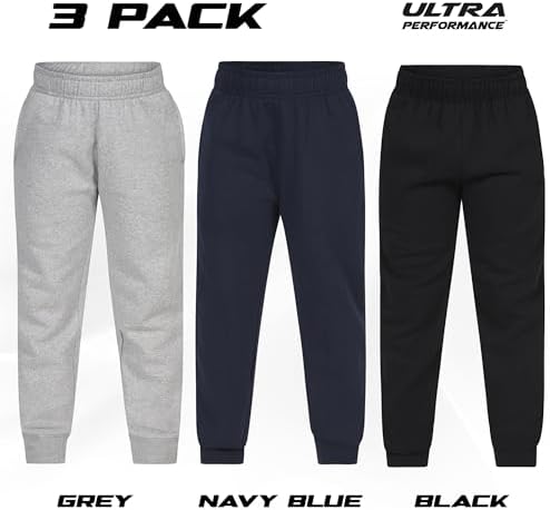 Ultra Performance 3 Pack Boys Sweatpants Kids Clothes Active Soft Fleece Joggers For Boys Size 4-20