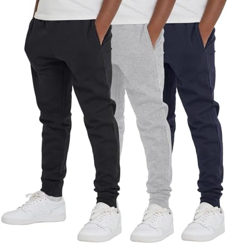 Ultra Performance 3 Pack Boys Sweatpants Kids Clothes Active Soft Fleece Joggers for Boys Size 4-20