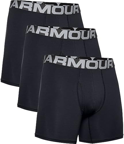 Under Armour Men's 3-Pack Performance Cotton Boxer Brief 6" Inseam All-Day Comfort & Ultra-Soft