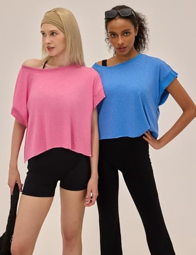 UNIANKIYA Open Back Workout Tops For Women Loose Fit Athletic Crop Tee Short Sleeve Gym Running Yoga Shirt