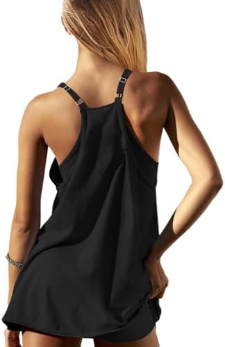 UNIANKIYA Womens Workout Romper Dress With Shorts Underneath Sleeveless Spaghetti Straps Athletic Outfits Casual Vacation