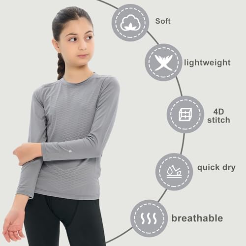 Unisex Kids Compression Shirts Set For Girls & Boys Kids Long Underwear Base Layer Athletic Leggings