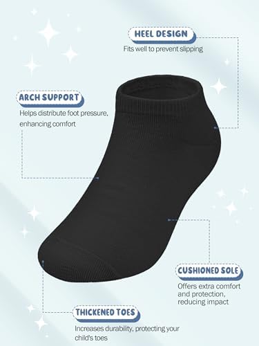URATOT 24 Pairs Kids' Low Cut Socks - Boys' Or Girls' Half Cushion Athletic Ankle Socks