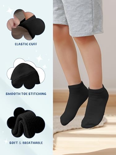 URATOT 24 Pairs Kids' Low Cut Socks - Boys' Or Girls' Half Cushion Athletic Ankle Socks