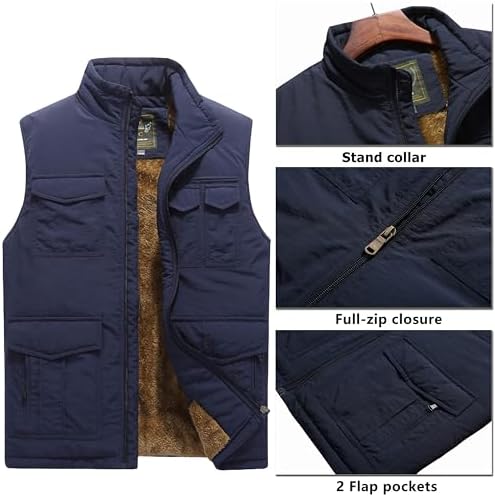 Vcansion Men's Outdoor Casual Stand Collar Padded Vest Coat
