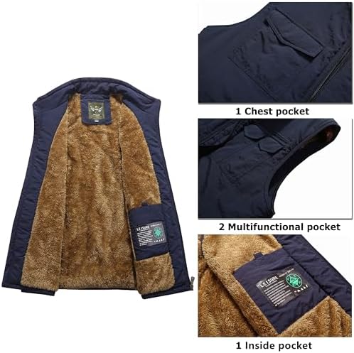 Vcansion Men's Outdoor Casual Stand Collar Padded Vest Coat