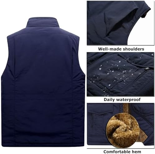 Vcansion Men's Outdoor Casual Stand Collar Padded Vest Coat