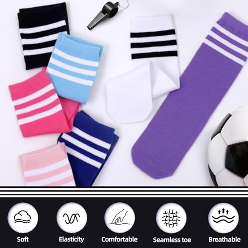 VEKDA 4 Pairs Kids Soccer Socks Toddler Boys Girls Athletic Youth Baseball Socks Knee High Seamless Toe