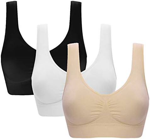Vermilion Bird Women's 3 Pack Seamless Comfortable Sports Bra with Removable Pads