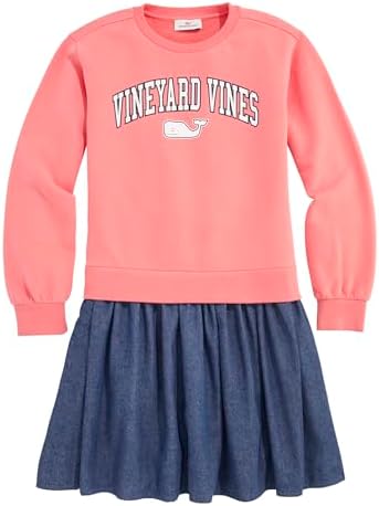 Vineyard Vines Girls' Sweatshirt Woven Dress