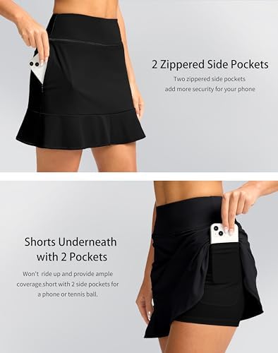 Viodia 16" Golf Skorts For Women High Waisted Tennis Skirt Athletic Skorts Skirts For Women Built-in Shorts With 5 Pockets
