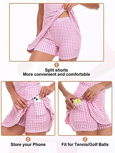 Viracy Tennis Dress For Women Sleeveless Golf Dresses With Shorts And Pockets Ruffle Zip Up Stand Collar Golf Outfits