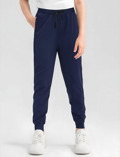 VOGRYE 3 Pack: Girls' Dry-Fit Jogger Sweatpants Soft Active Athletic Kids Joggers With Pockets & Drawstring