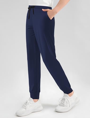 VOGRYE 3 Pack: Girls' Dry-Fit Jogger Sweatpants Soft Active Athletic Kids Joggers With Pockets & Drawstring