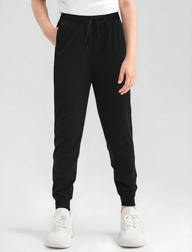 VOGRYE 3 Pack: Girls' Dry-Fit Jogger Sweatpants Soft Active Athletic Kids Joggers With Pockets & Drawstring