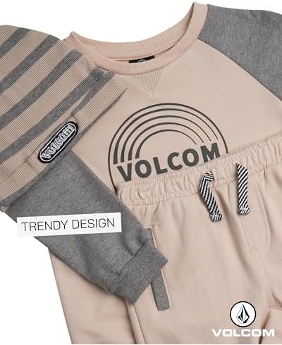 Volcom Boys Sweatsuit Set - 3 Piece French Terry Active Sweatshirt Jogger Sweatpants And Hat - Boys Jogger Pants Set