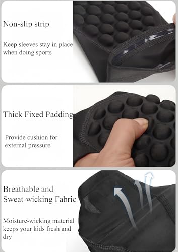Volleyball Leg Sleeve With Knee Padding For Youth Boys And Girls Compression Wrestling Knee Pads For Kids 1 Pair Black YL