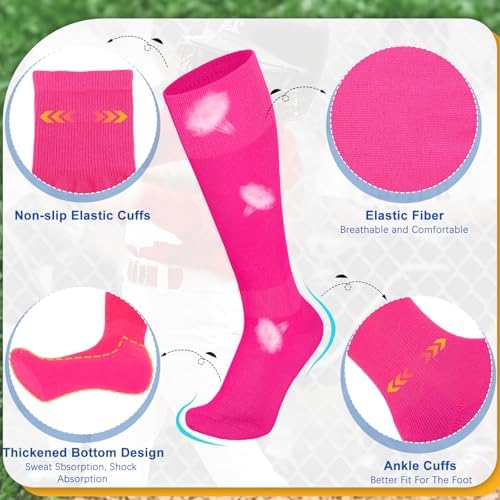 VONMELLI Youth Baseball Socks And Belt Combo Elastic Softball Belt And Socks For Boys And Adult (2 Pairs Of Socks & 1 Belt)