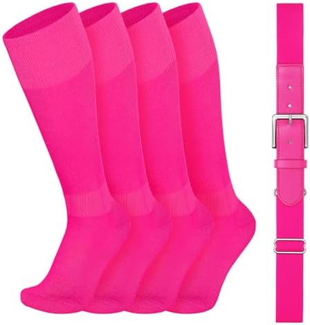 VONMELLI Youth Baseball Socks and Belt Combo Elastic Softball Belt and Socks for Boys and Adult (2 Pairs of Socks & 1 Belt)