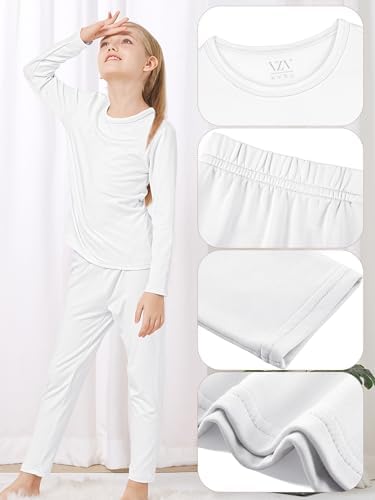 VZV Girls Thermal Underwear Set Thermal Underwear For Kids Fleece Lined Long Johns Kids Base Layer Top And Bottom For Winter