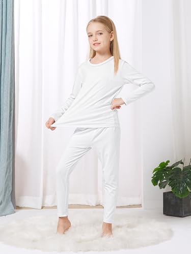 VZV Girls Thermal Underwear Set Thermal Underwear For Kids Fleece Lined Long Johns Kids Base Layer Top And Bottom For Winter