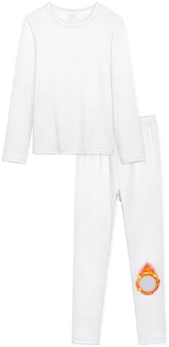 VZV Girls Thermal Underwear Set Thermal Underwear for Kids Fleece Lined Long Johns Kids Base Layer Top and Bottom for Winter