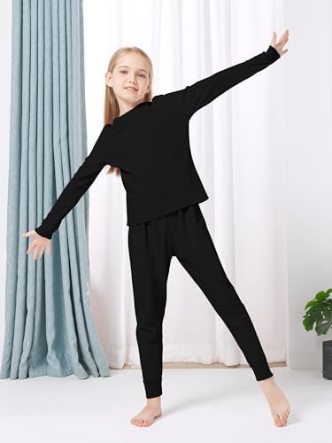 VZV Thermal Underwear For Kids Girls Thermal Underwear Set Waffle Long Johns Cotton Kids Base Layer Top And Bottom For Winter