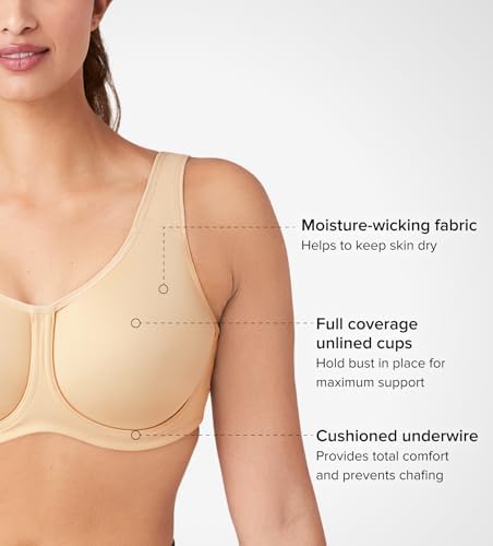Wacoal Womens Simone Sport Unlined Full Coverage Underwire Sports Bra 855170