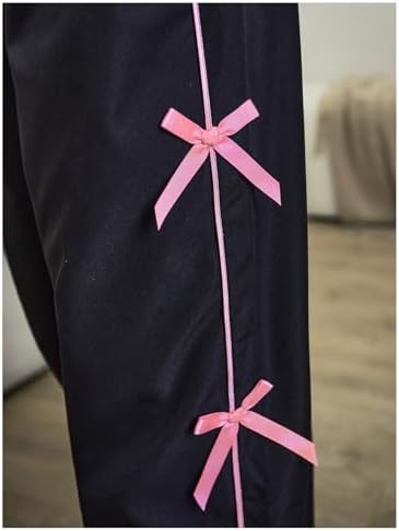 WDIRARA Girl's Bow Side Waist Track Pants Cute Wide Leg Trousers