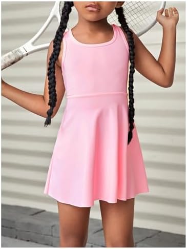 WDIRARA Girl's Tennis Dress Sleeveless Crisscross Back Athletic Workout Tank Dresses