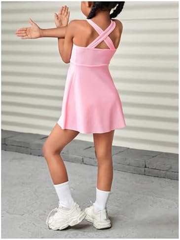 WDIRARA Girl's Tennis Dress Sleeveless Crisscross Back Athletic Workout Tank Dresses