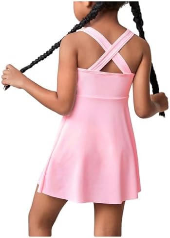 WDIRARA Girl's Tennis Dress Sleeveless Crisscross Back Athletic Workout Tank Dresses