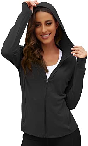 We1Fit Women's UPF 50+ Sun Protection Jacket Hoodie Sun Shirts Hiking Running Athletic Shirt