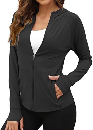 We1Fit Women's UPF 50+ Sun Protection Jacket Hoodie Sun Shirts Hiking Running Athletic Shirt