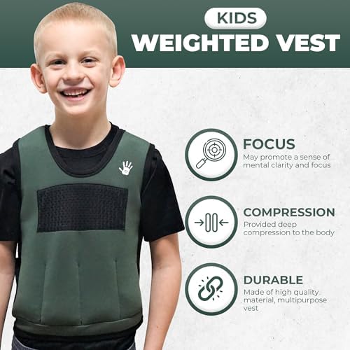 Weighted Vest For Kids - Adjustable Compression Vest With Six Removable Weights Included - Breathable Snug Fit Design